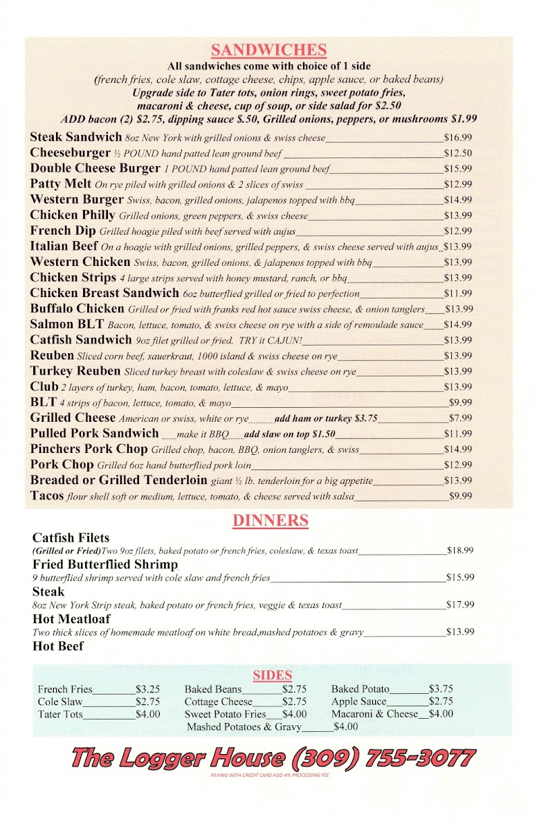 The Logger House Menu - Image 1